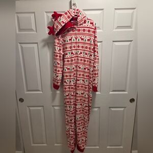 PatPat Holiday Christmas Mens Onsie Pajamas Reindeer Snowflake Size Large EUC